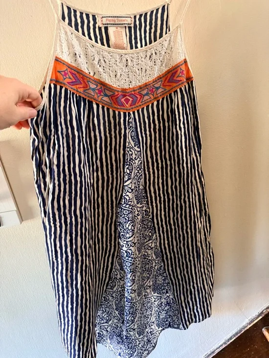 Flying Tomato Navy & White Boho Midi dress with Embroidered neckline - Picture 4 of 10